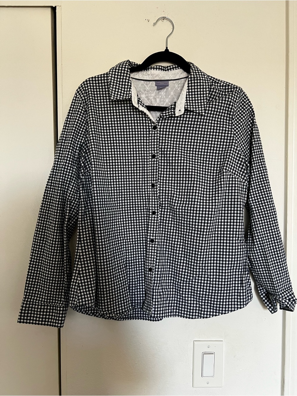 Laura Scott Black & White Gingham Button-Down Shirt